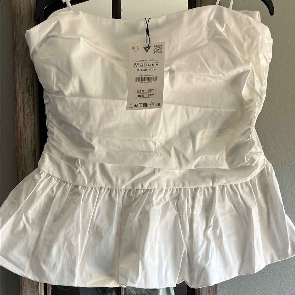 Zara White Strapless Blouse